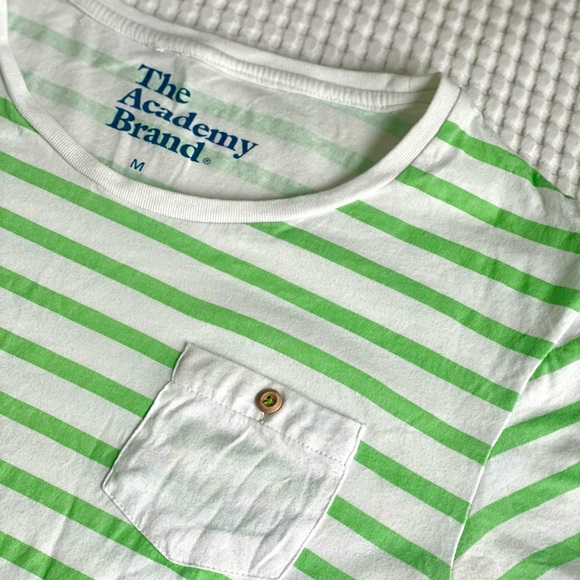 Men’s Academy Brand T-Shirt, Medium, Green pinstripe - Picture 3 of 5
